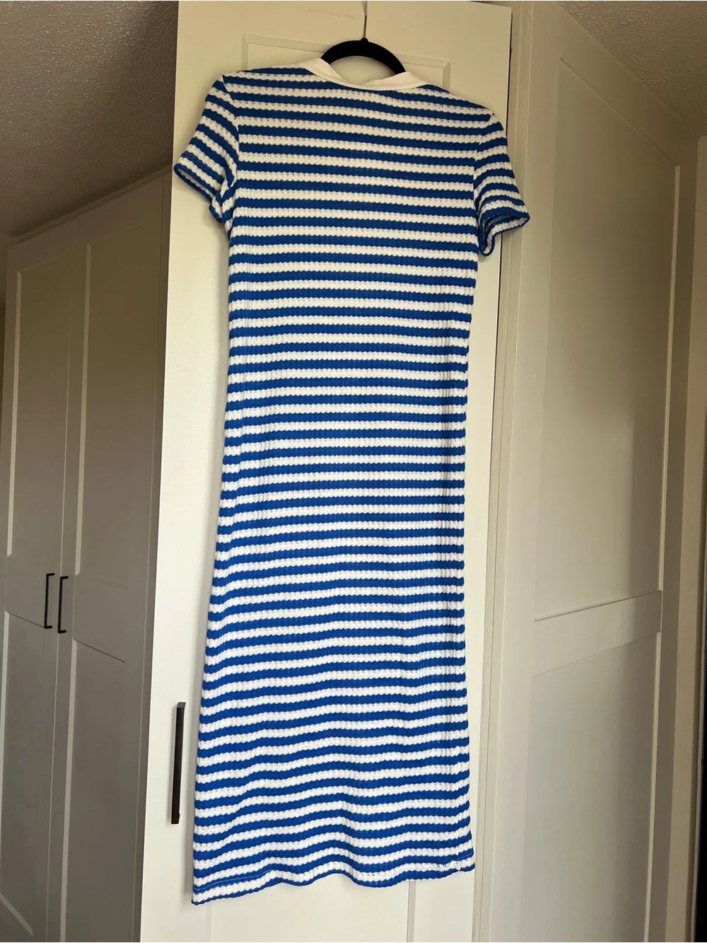 Mango Blue and White Striped Short Sleeve Button-Front Midi Dress Women’s xs - Picture 4 of 8